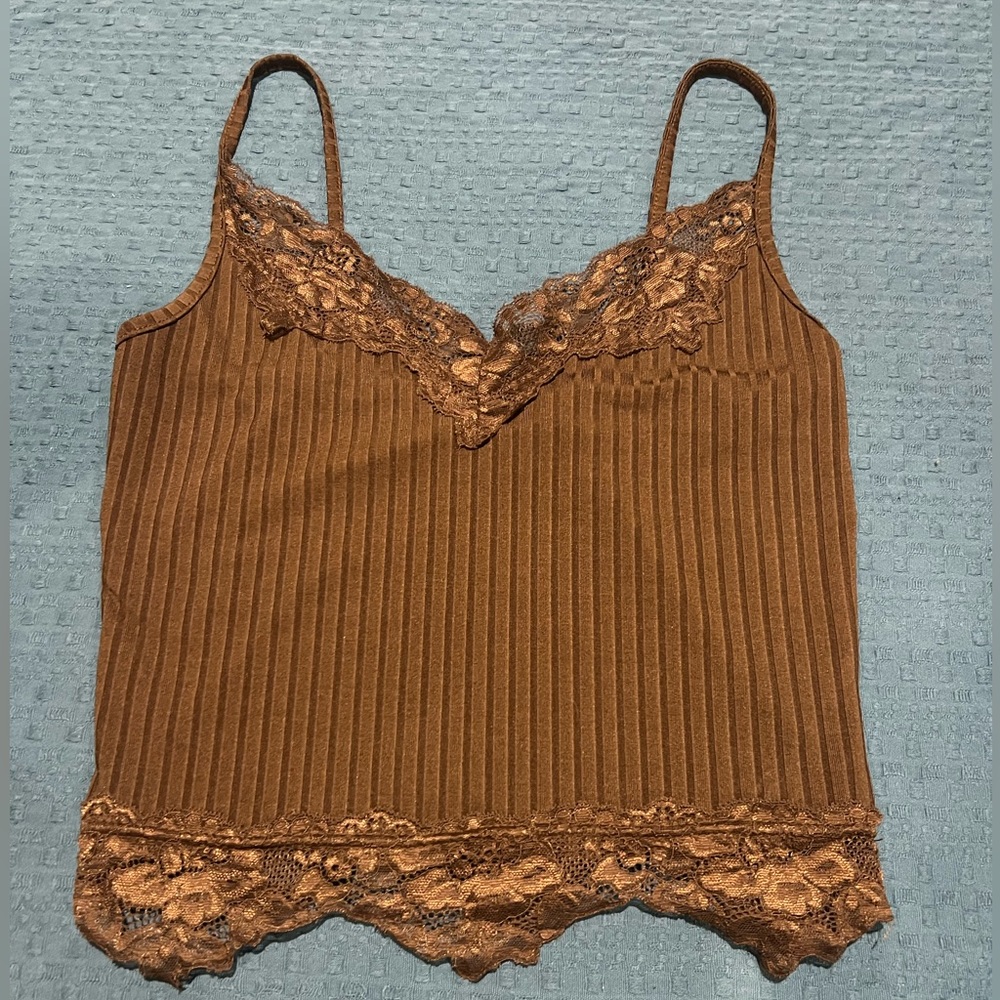 Brown Lace Tank Top